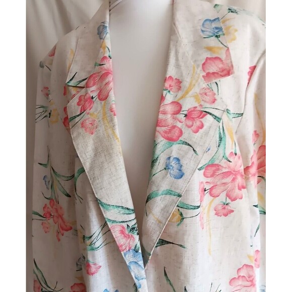 Vtg Blair Blazer Jacket L Flax Pink Blue Floral Pockets New w/Tags Old Stock - Picture 2 of 5